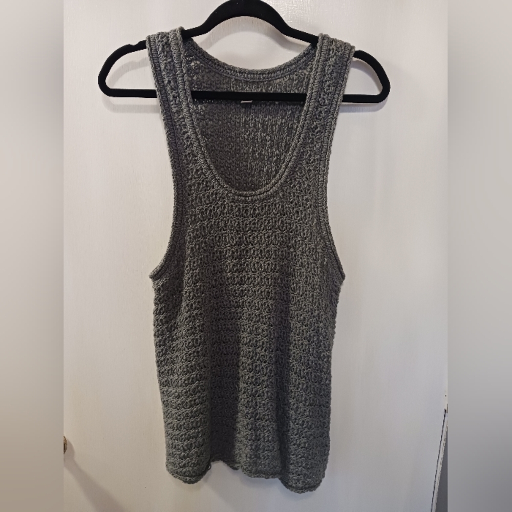 Aerie Crochet Sleeveless Top Ladies XL Gray Boho Indie Summer Coastal